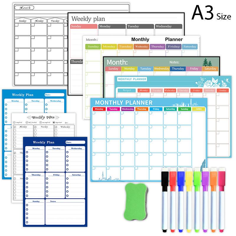 Magnetic Whiteboard Calendar - Magnetic Weekly Monthly Planner Calendar Table