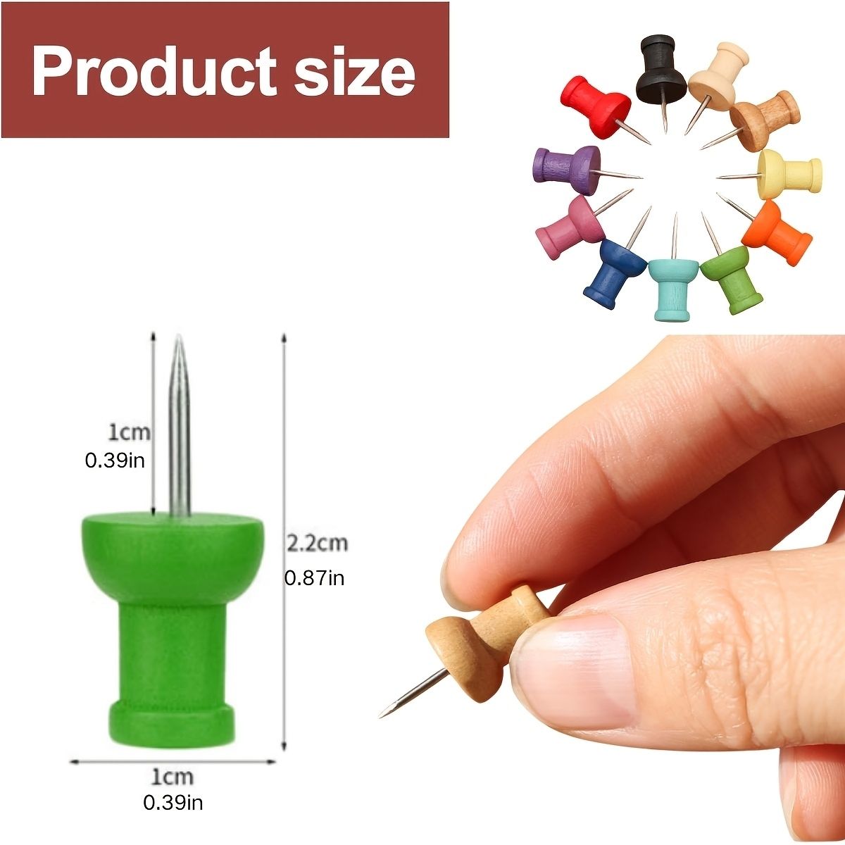 50Pcs Colorful Wood Push Pins  - огляд і ціна Bulletin Board Cork
